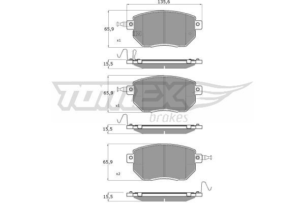 TOMEX BRAKES Комплект тормозных колодок, дисковый тормоз TX 19-39